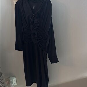Kenneth Cole NY Black Sheer Long Sleeve Elegant Black Dress size 12 Pre Owned